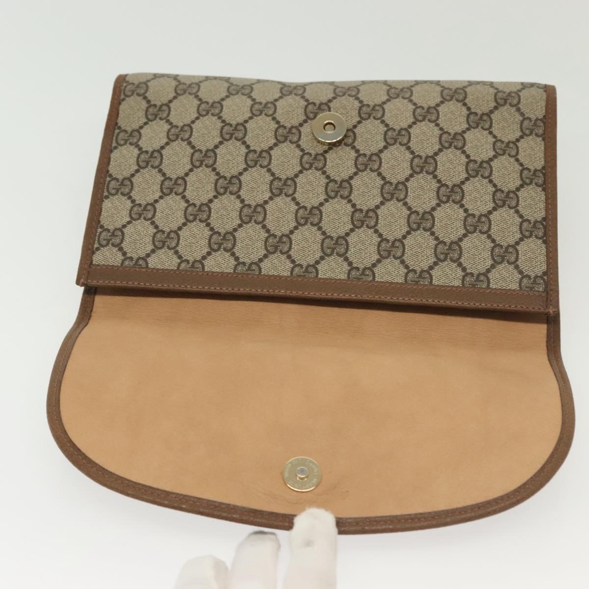 GUCCI GG Supreme Web Sherry Line Clutch Bag PVC Beige Red 89 01 030 Auth ep10148