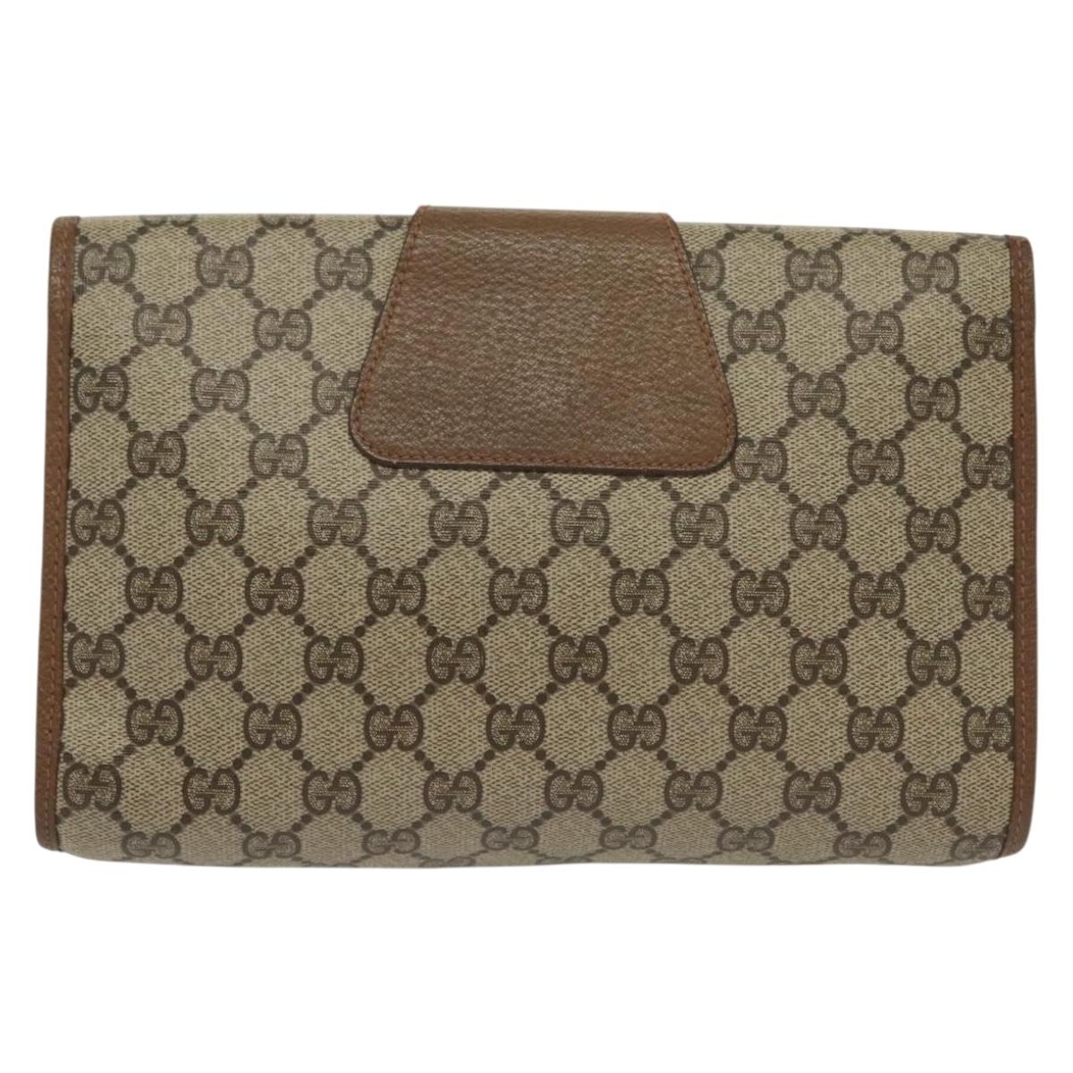 GUCCI GG Supreme Web Sherry Line Clutch Bag PVC Beige Red 89 01 030 Auth ep10148