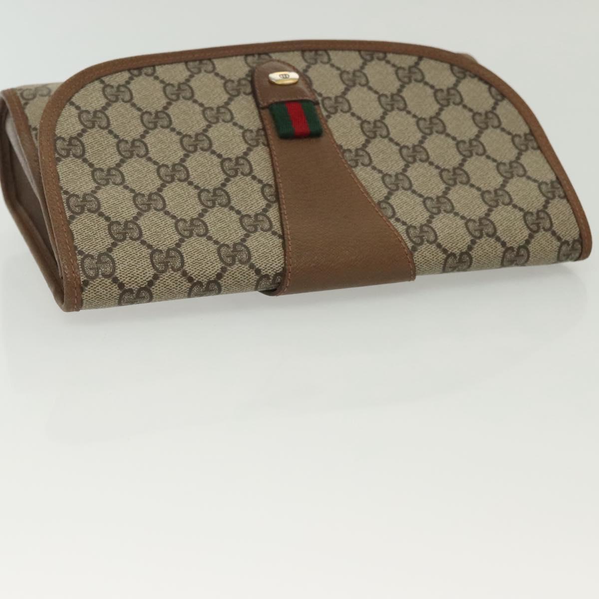 GUCCI GG Supreme Web Sherry Line Clutch Bag PVC Beige Red 89 01 030 Auth ep10148