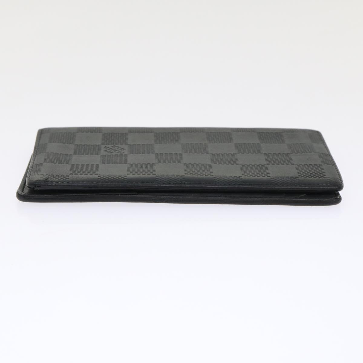 LOUIS VUITTON Damier Anfini Portefeuille Brazza Wallet Black N63010 Auth ep1015