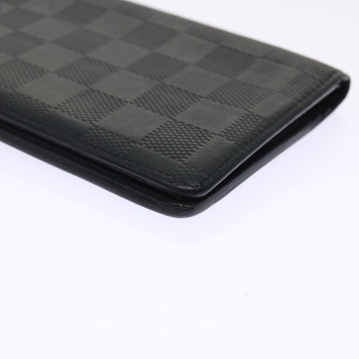 LOUIS VUITTON Damier Anfini Portefeuille Brazza Wallet Black N63010 Auth ep1015