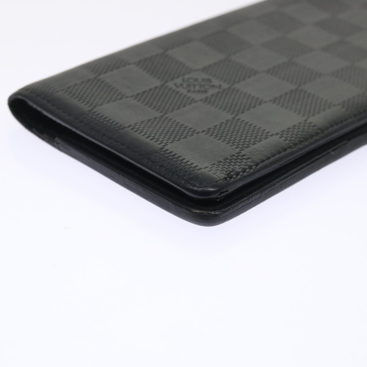 LOUIS VUITTON Damier Anfini Portefeuille Brazza Wallet Black N63010 Auth ep1015