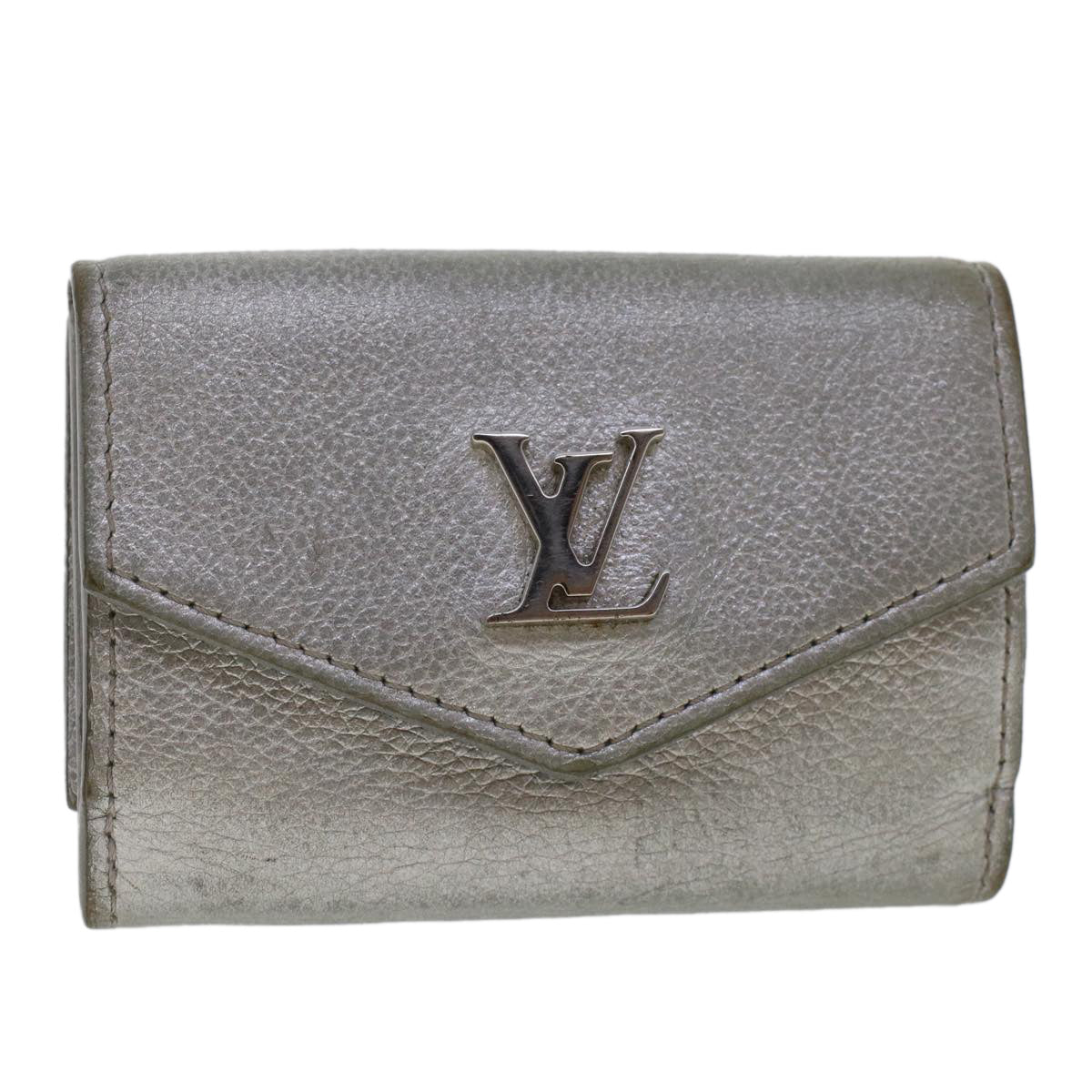 LOUIS VUITTON Portefeuille Rock Mini Wallet Taurillon Silver M69815 Auth ep1016