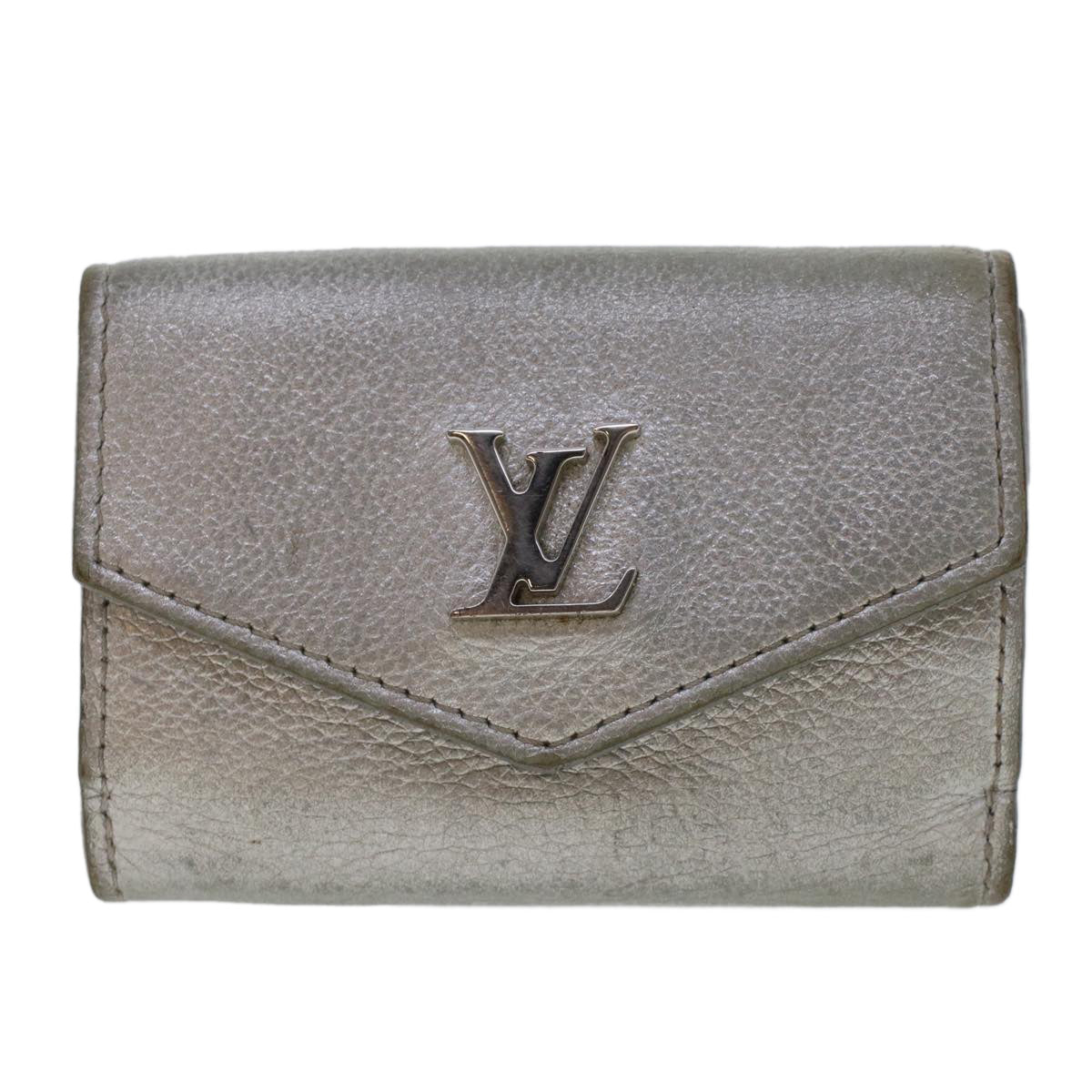 LOUIS VUITTON Portefeuille Rock Mini Wallet Taurillon Silver M69815 Auth ep1016