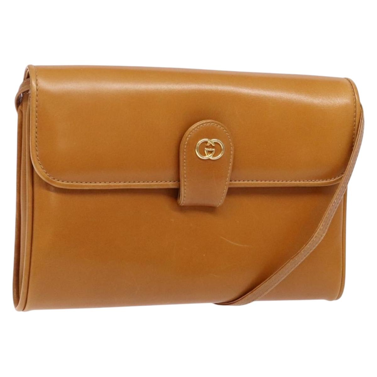 GUCCI Shoulder Bag Leather Brown Gold 004 056 0002 Auth ep10168