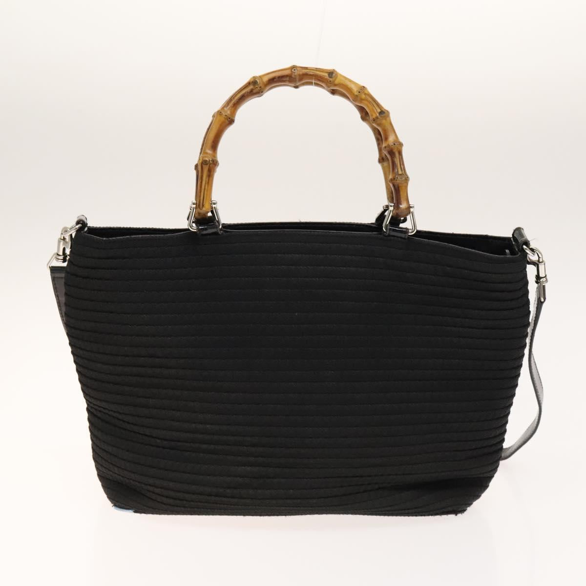 GUCCI Bamboo Shoulder Bag Suede Nylon 2Set Black Auth ep10170