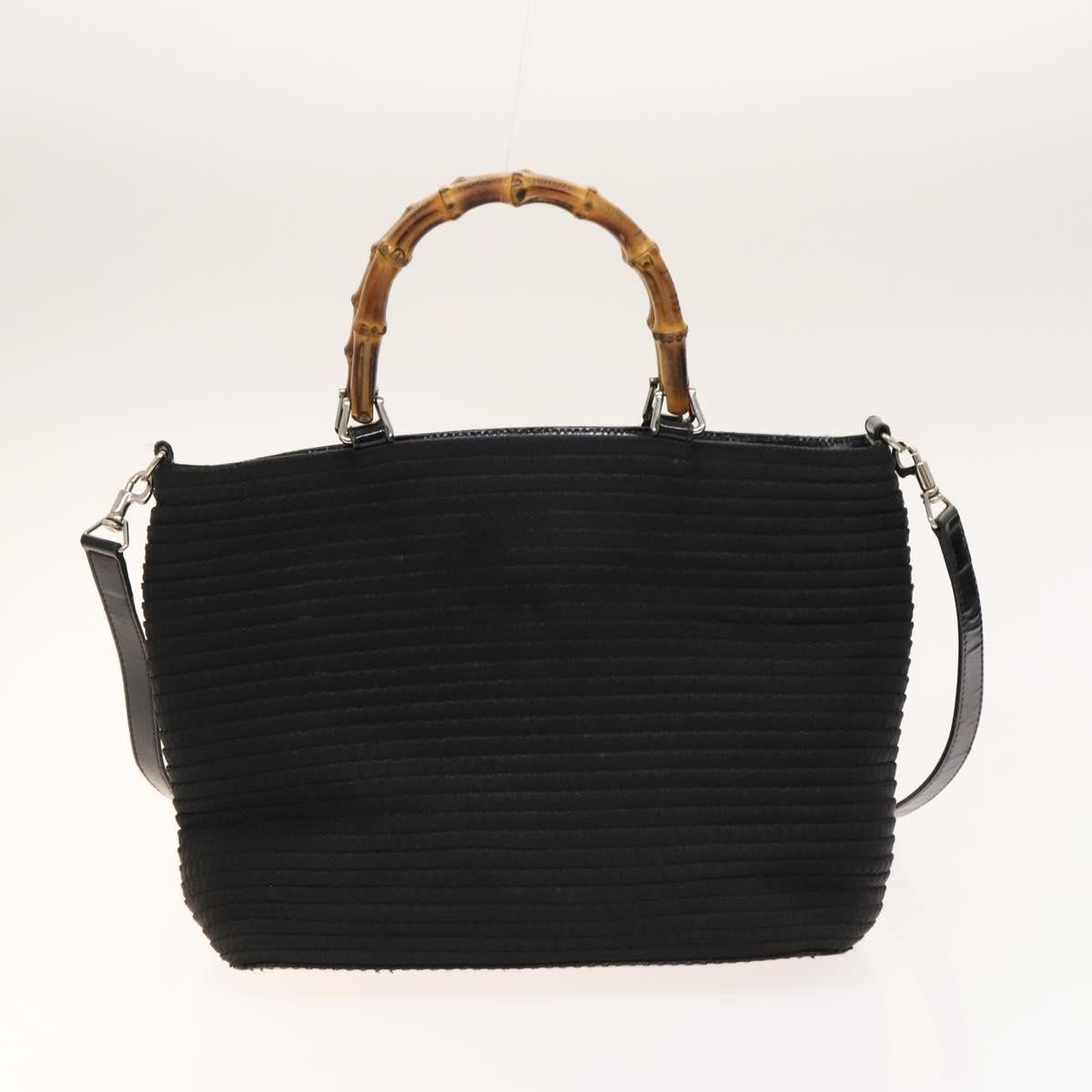 GUCCI Bamboo Shoulder Bag Suede Nylon 2Set Black Auth ep10170