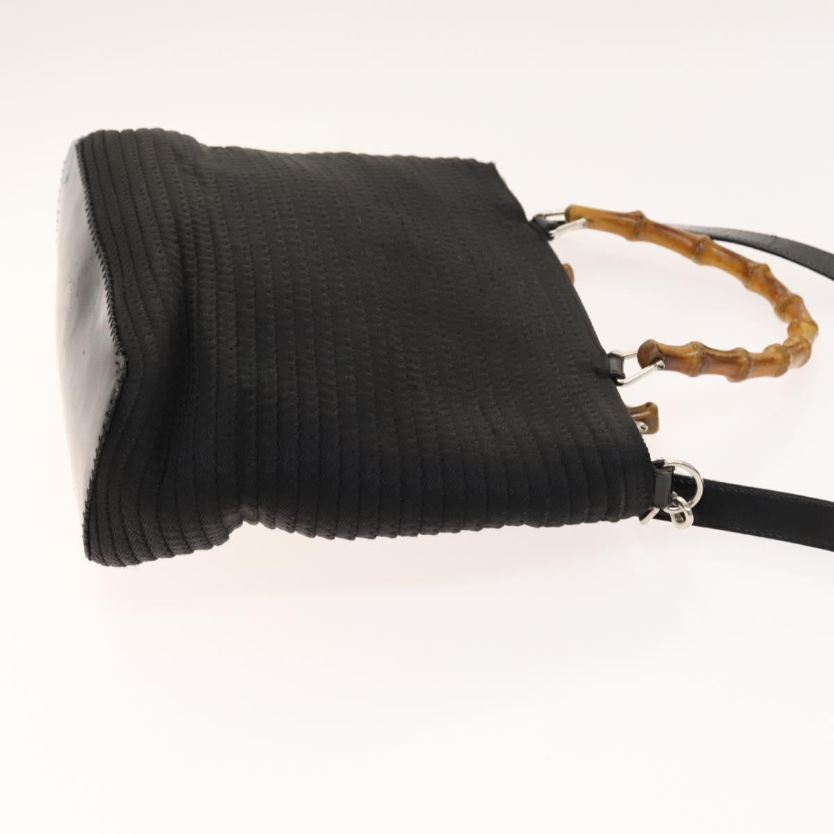 GUCCI Bamboo Shoulder Bag Suede Nylon 2Set Black Auth ep10170