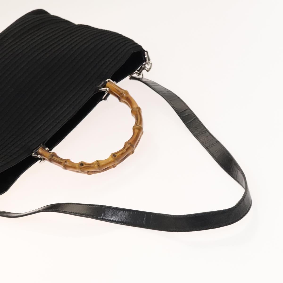 GUCCI Bamboo Shoulder Bag Suede Nylon 2Set Black Auth ep10170