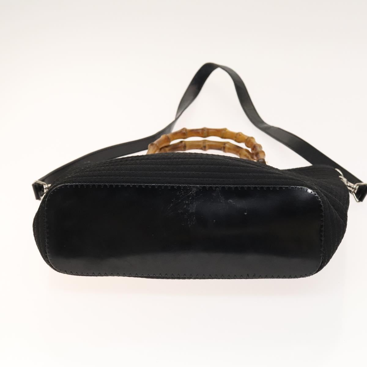 GUCCI Bamboo Shoulder Bag Suede Nylon 2Set Black Auth ep10170