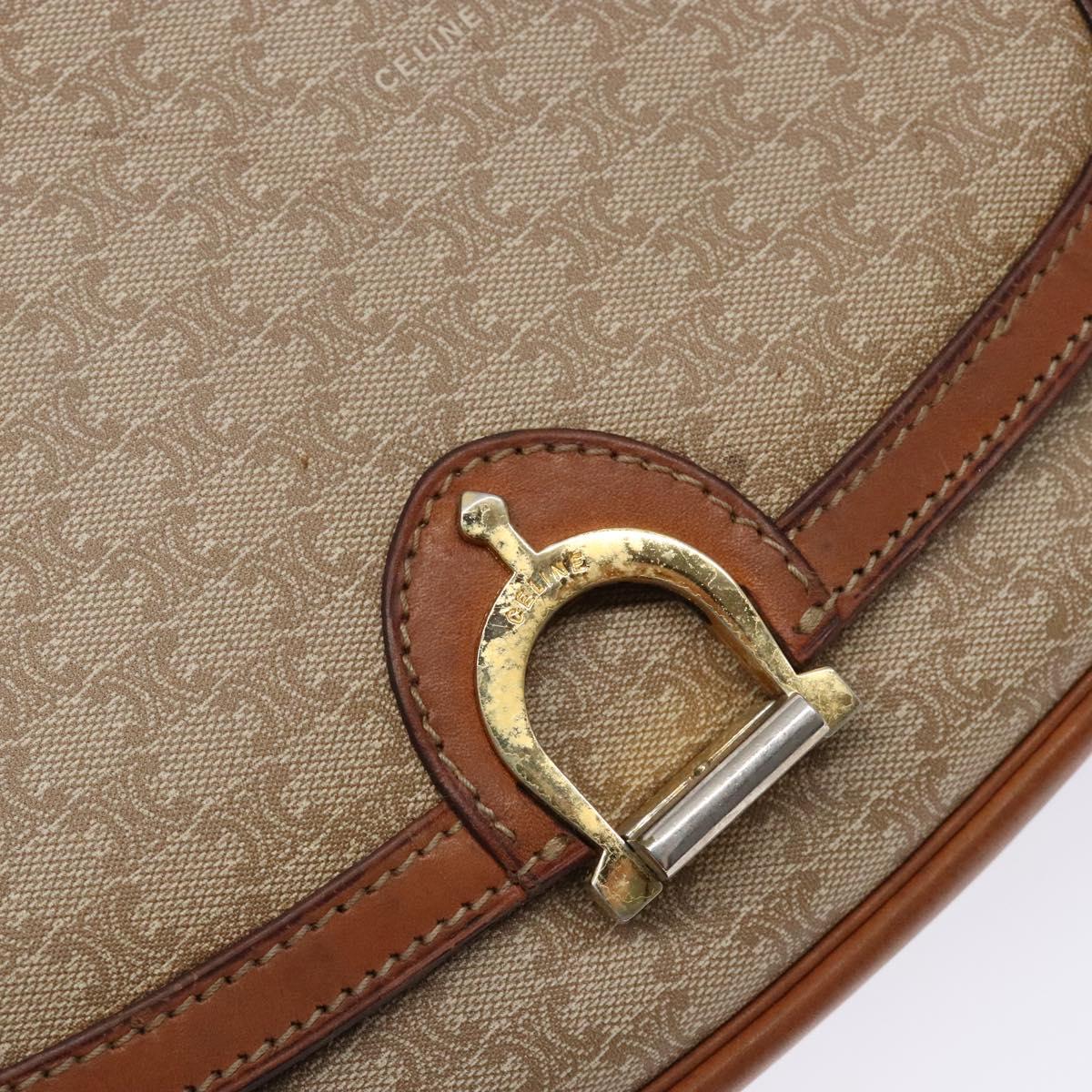 CELINE Macadam Canvas Shoulder Bag Beige Gold Auth ep10178