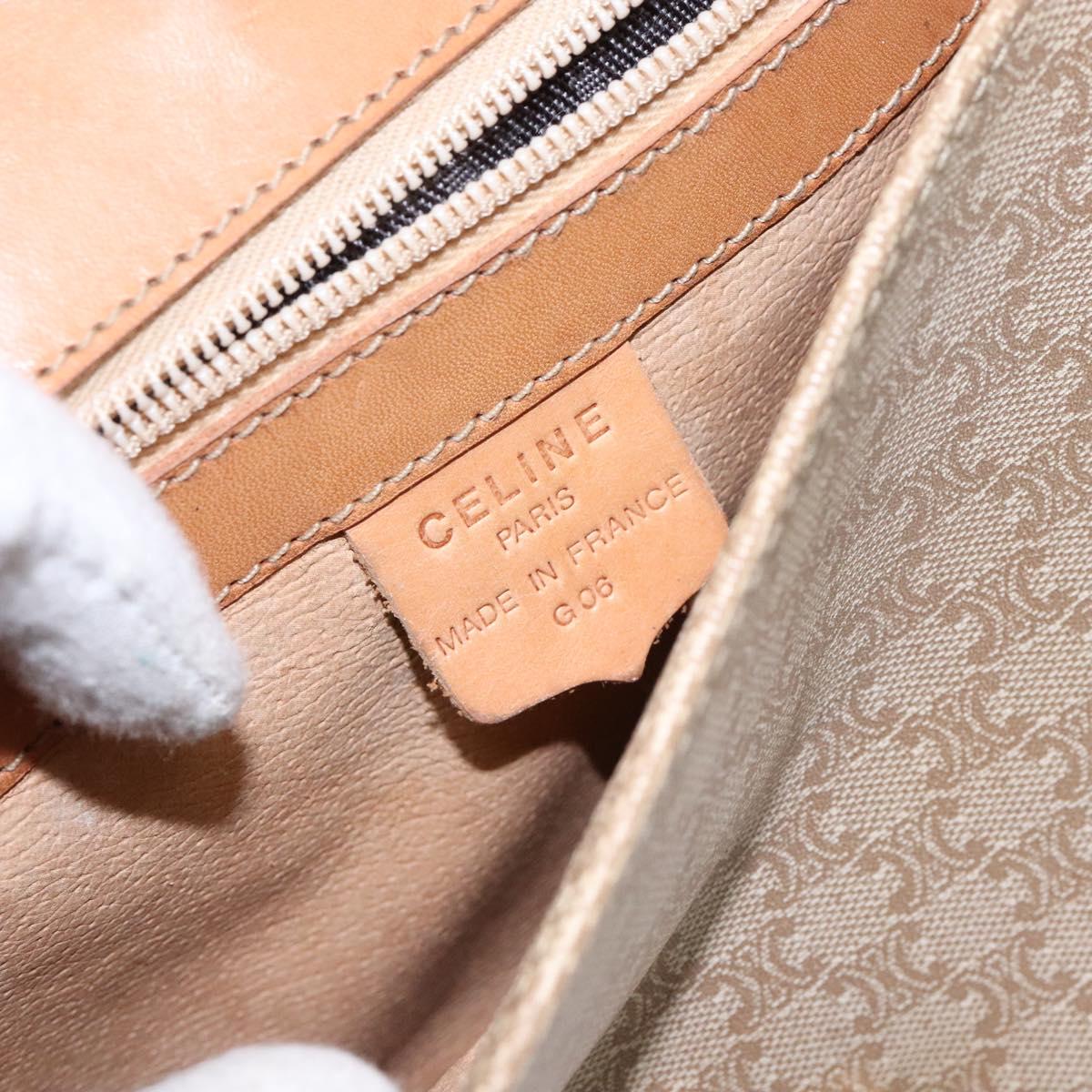 CELINE Macadam Canvas Shoulder Bag Beige Gold Auth ep10178