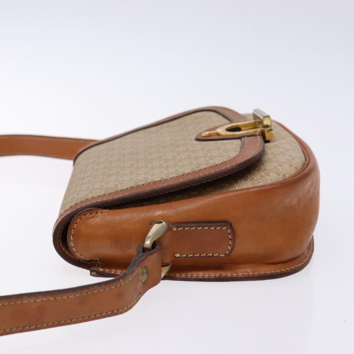 CELINE Macadam Canvas Shoulder Bag Beige Gold Auth ep10178