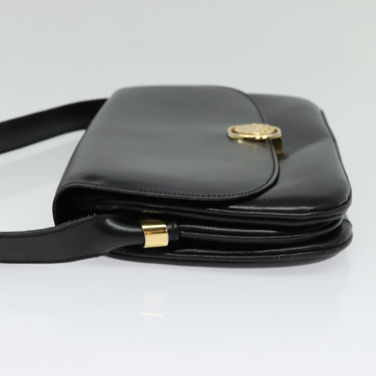 CELINE Shoulder Bag Leather Black Gold Auth ep10179
