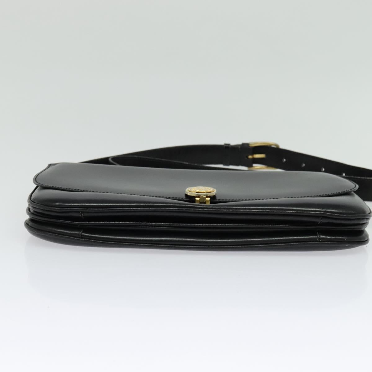 CELINE Shoulder Bag Leather Black Gold Auth ep10179