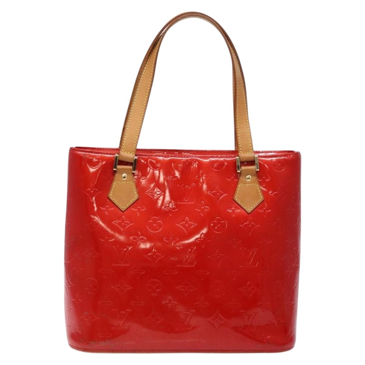 LOUIS VUITTON Monogram Vernis Houston Hand Bag Red M91092 LV Auth ep10186