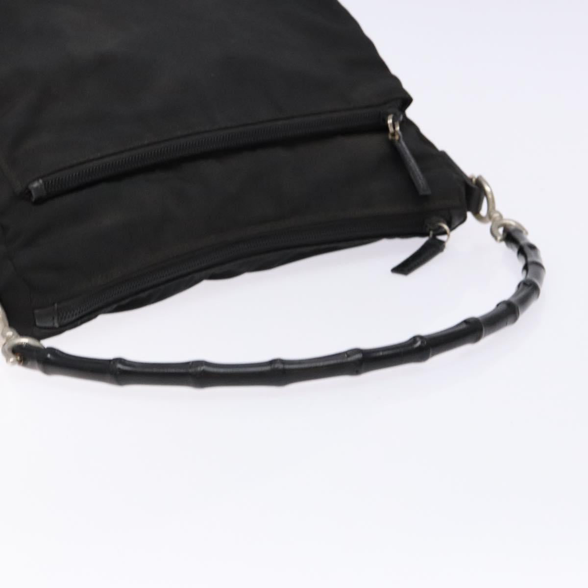 GUCCI Bamboo Hand Bag Nylon Black Silver 000 0509 Auth ep10189