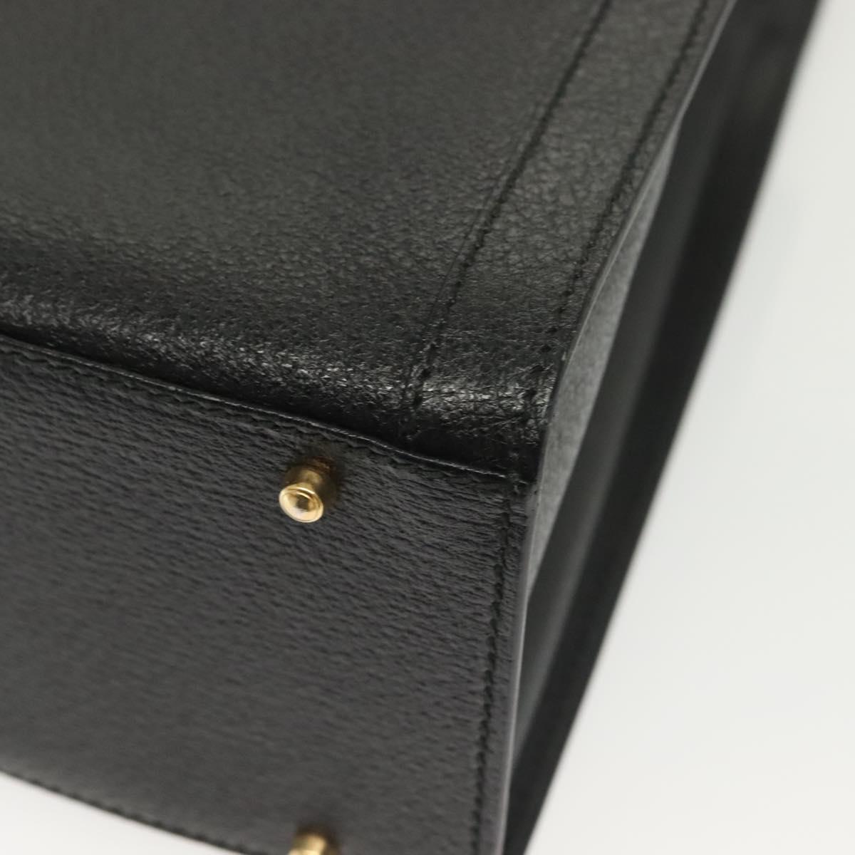 GUCCI Bamboo Hand Bag Leather Black Gold 002 2122 0260 Auth ep10191