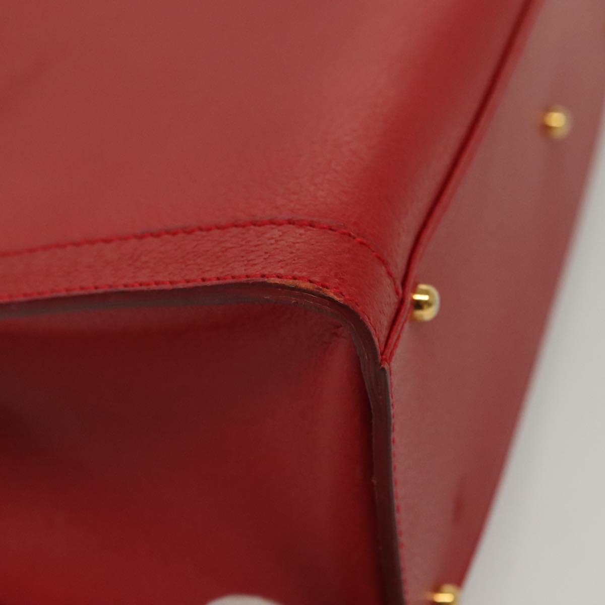 GUCCI Bamboo Hand Bag Leather Red Gold 002 2865 0260 Auth ep10194