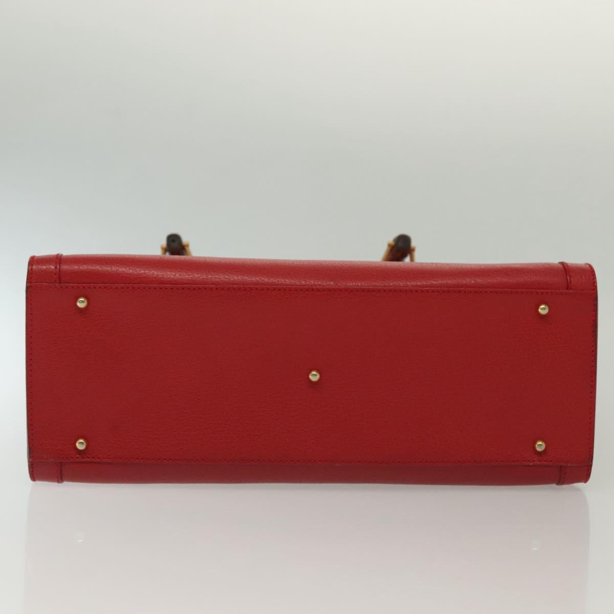 GUCCI Bamboo Hand Bag Leather Red Gold 002 2865 0260 Auth ep10194