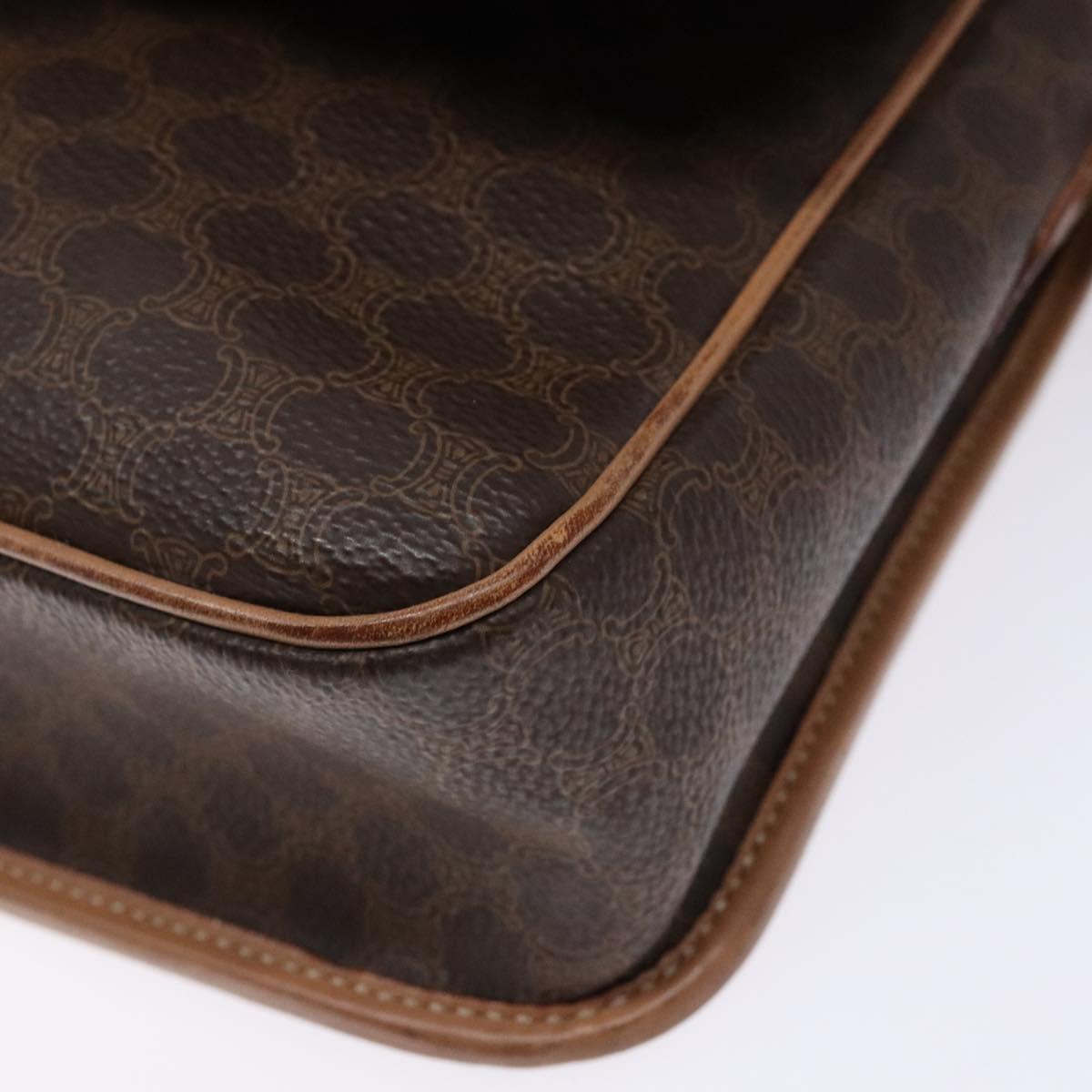 CELINE Macadam Canvas Shoulder Bag PVC Leather Brown Gold Auth ep10201