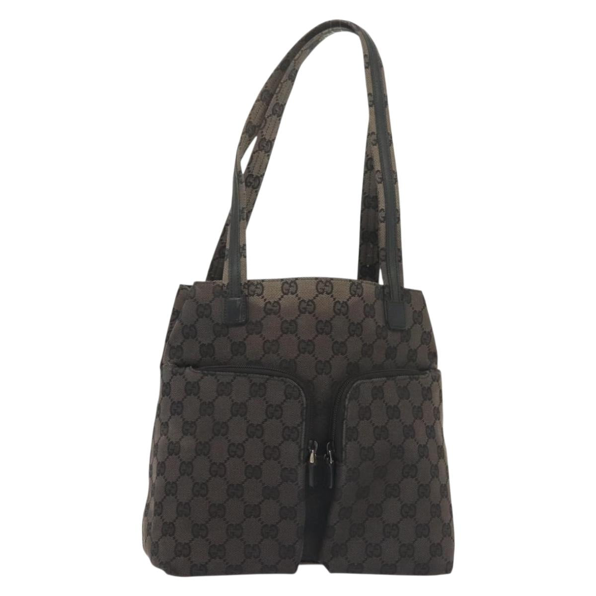 GUCCI GG Canvas Tote Bag Black Silver 002 1076 3754 Auth ep10216