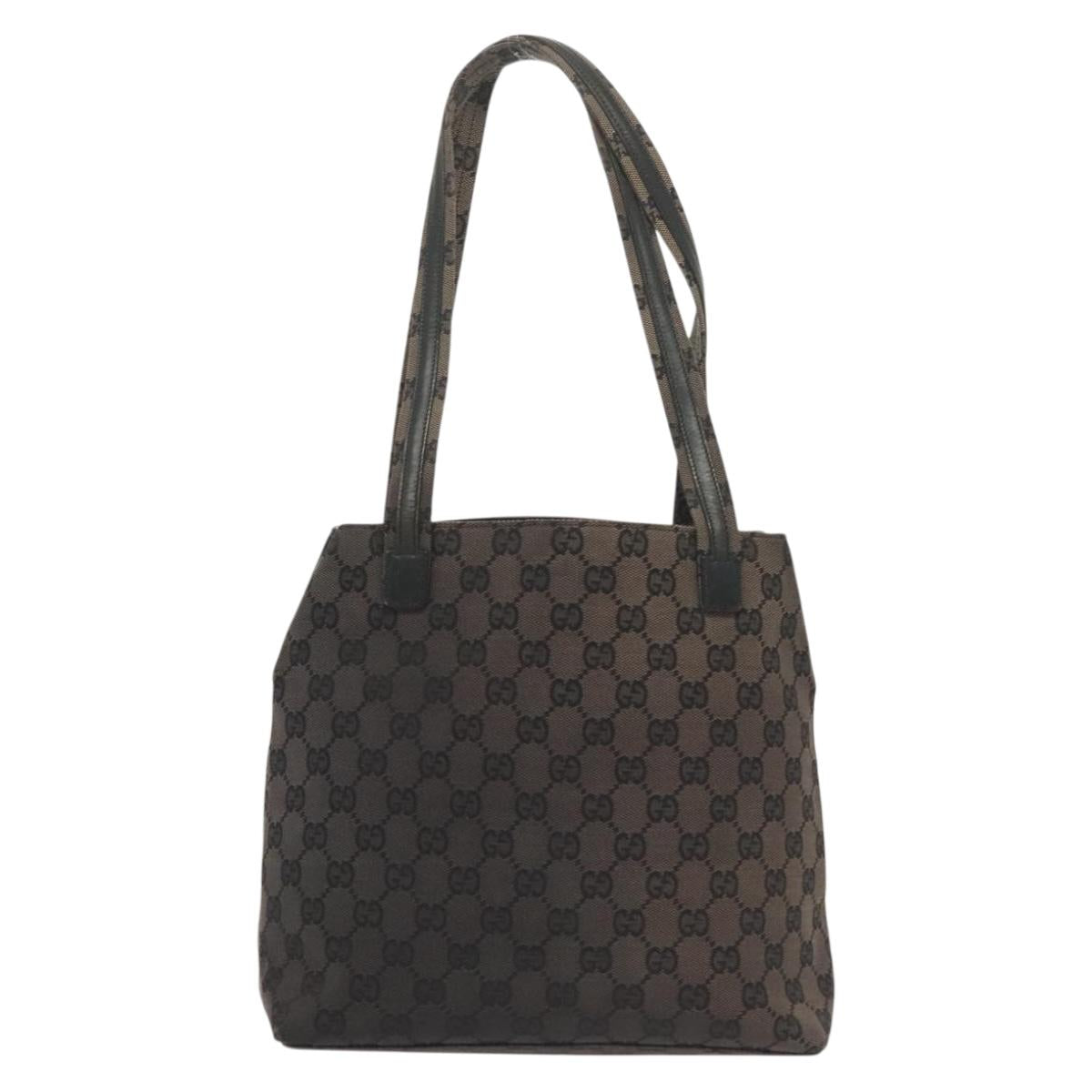 GUCCI GG Canvas Tote Bag Black Silver 002 1076 3754 Auth ep10216