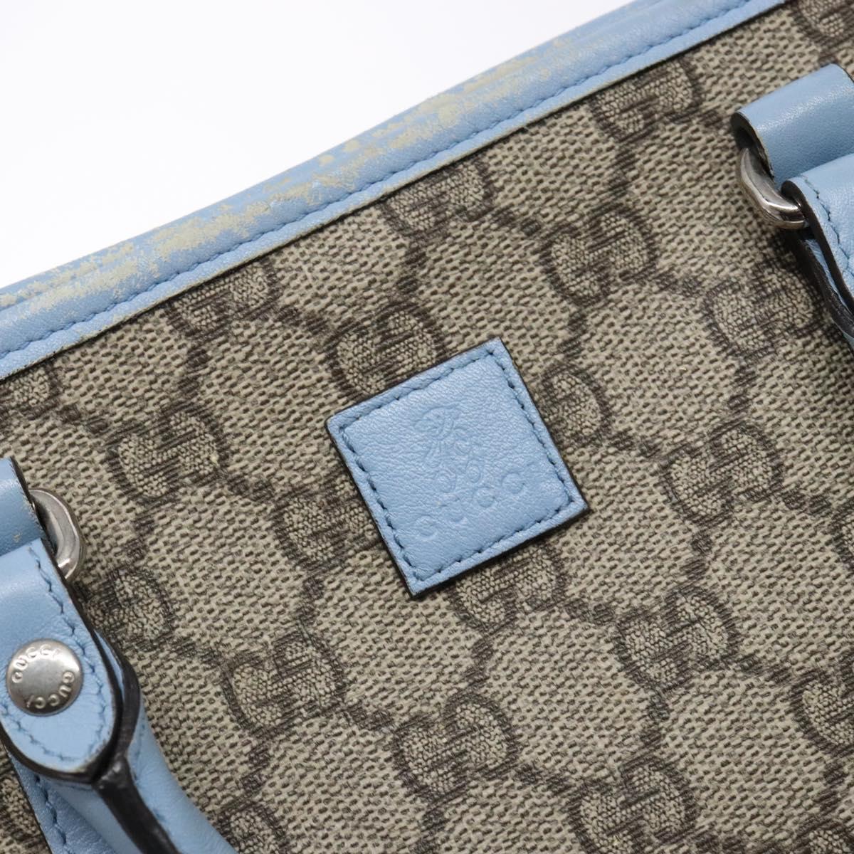 GUCCI GG Supreme Hand Bag PVC Beige Silver 297557 Auth ep10221