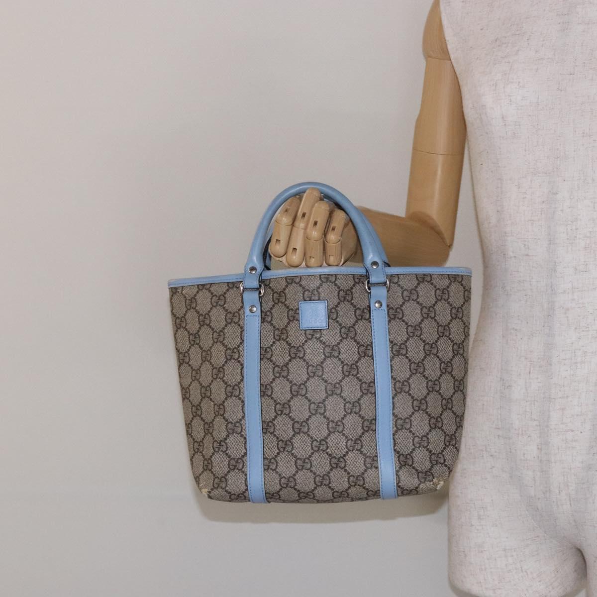 GUCCI GG Supreme Hand Bag PVC Beige Silver 297557 Auth ep10221