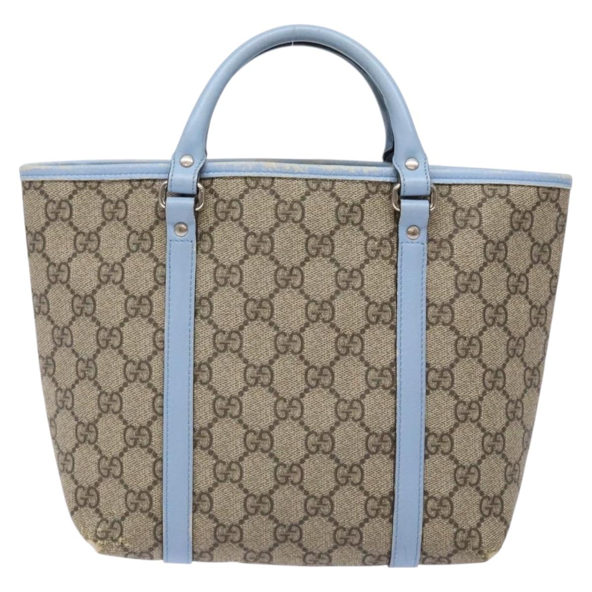 GUCCI GG Supreme Hand Bag PVC Beige Silver 297557 Auth ep10221