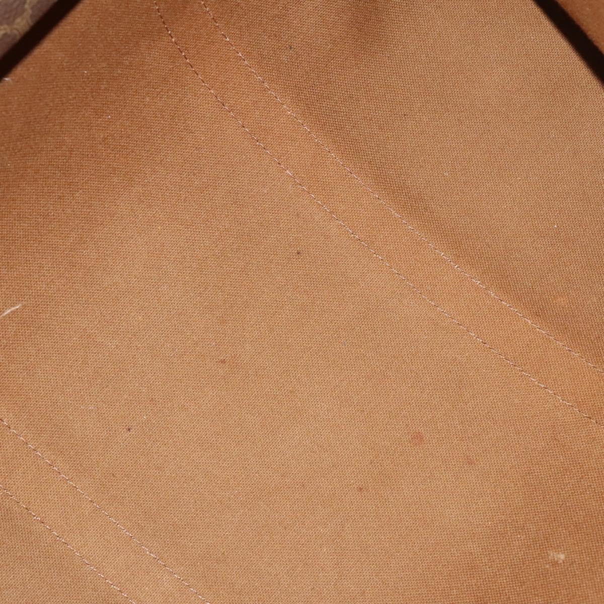 CELINE Macadam Canvas Boston Bag PVC Leather Brown Gold Auth ep10230