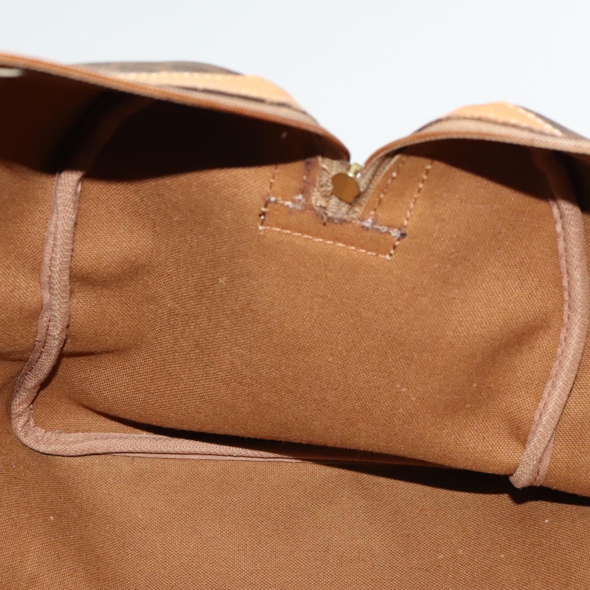 CELINE Macadam Canvas Boston Bag PVC Leather Brown Gold Auth ep10230