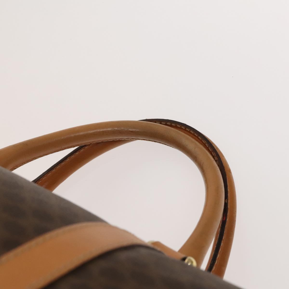 CELINE Macadam Canvas Boston Bag PVC Leather Brown Gold Auth ep10230