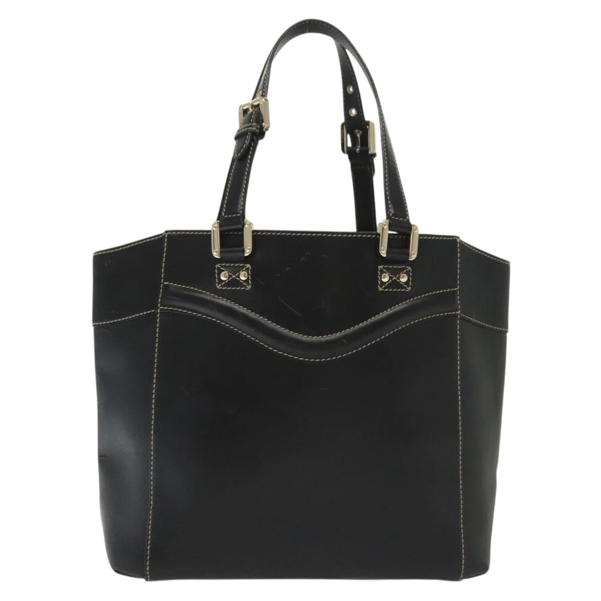 GUCCI Tote Bag Leather Gold Black 141432 Auth ep10234