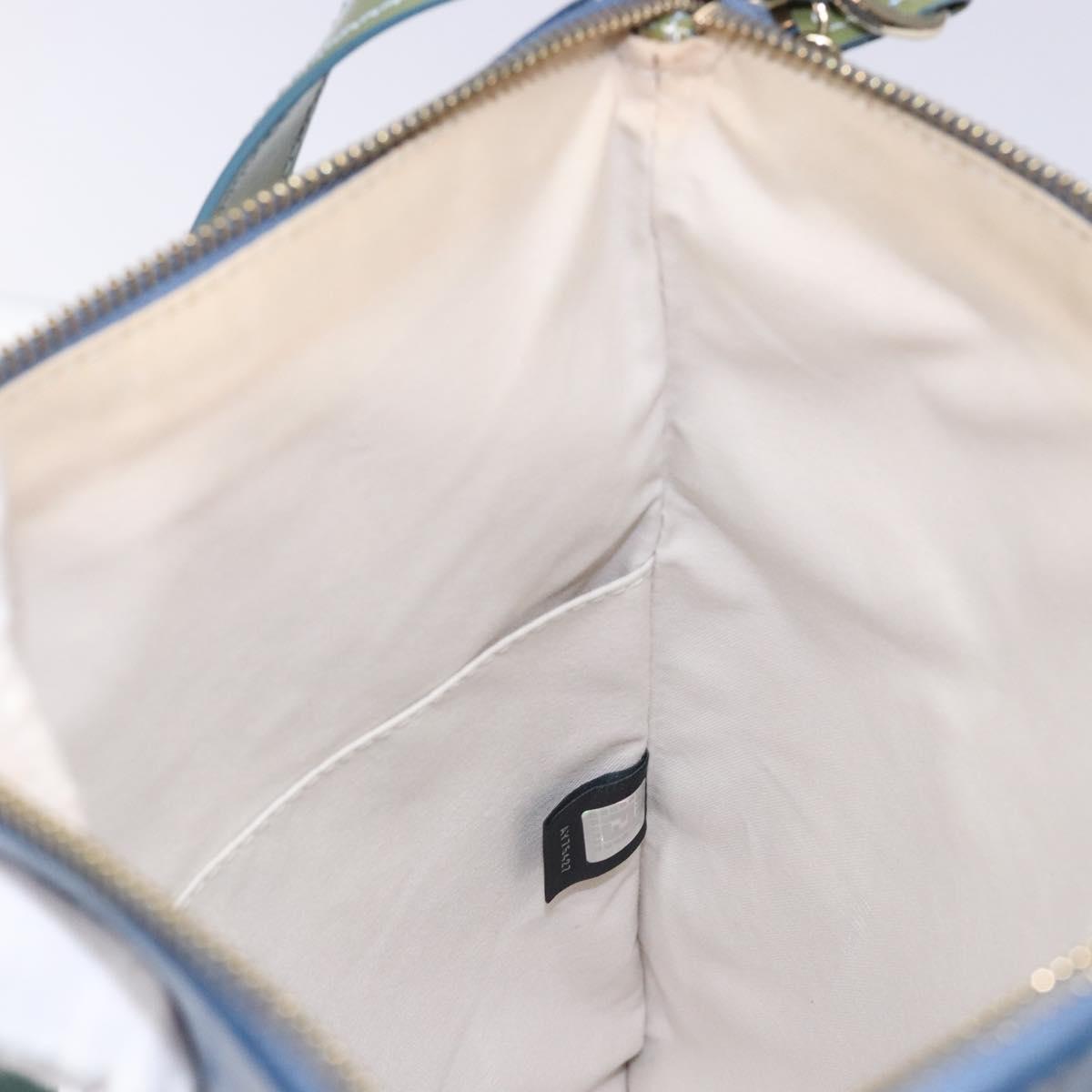 FENDI Zucchino Canvas Shoulder Bag PVC Blue Gold Auth ep10238