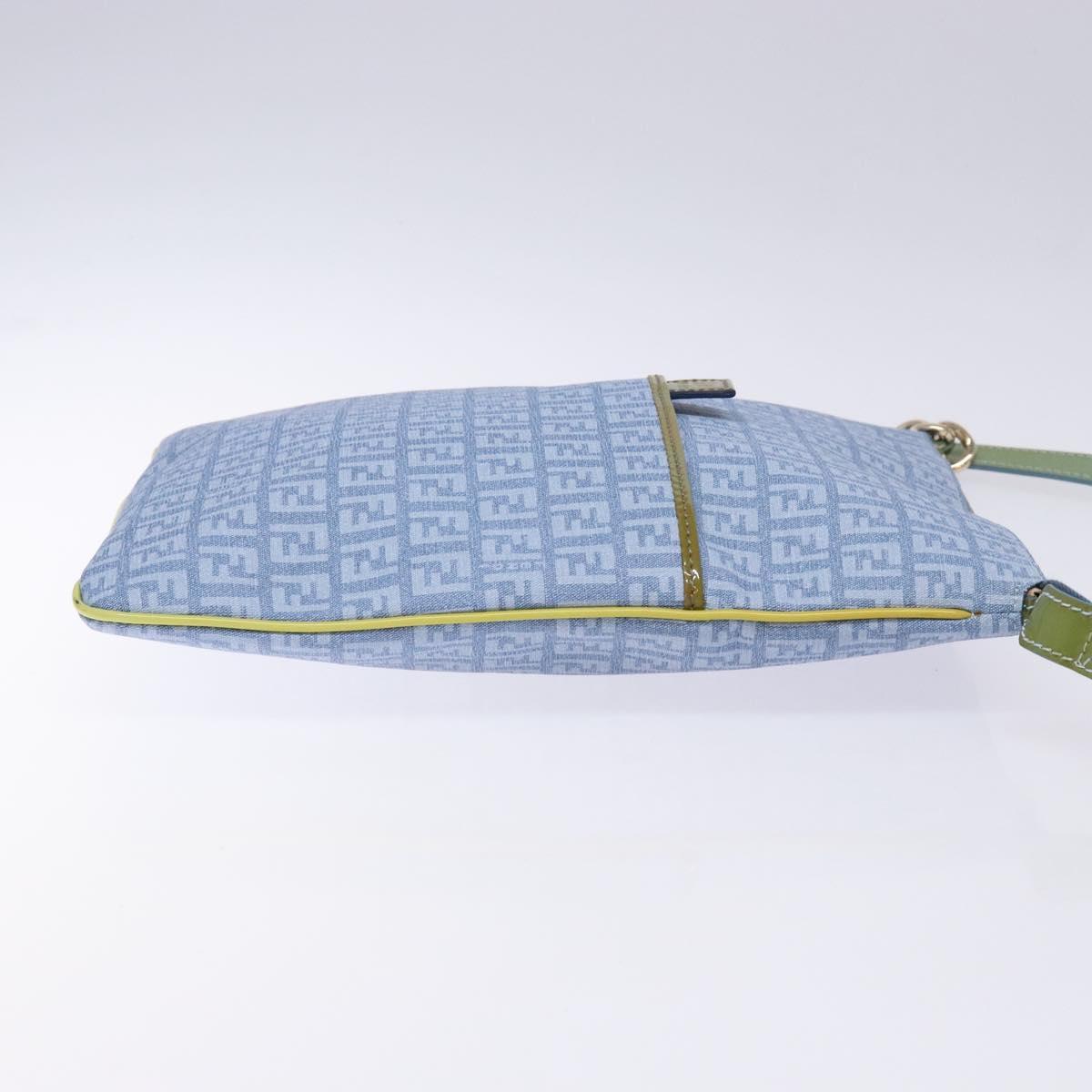 FENDI Zucchino Canvas Shoulder Bag PVC Blue Gold Auth ep10238