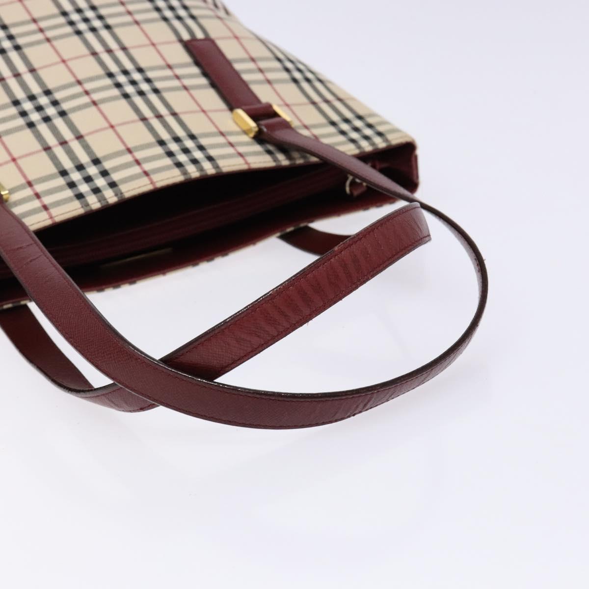 BURBERRY Nova Check Tote Bag Canvas Beige Gold Auth ep10243