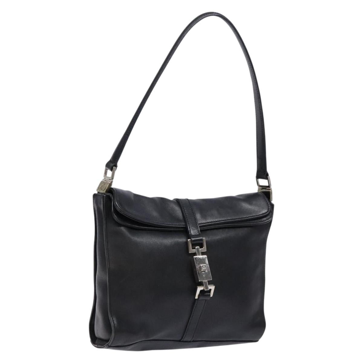GUCCI Jackie Shoulder Bag Leather Black Silver 001 3734 Auth ep10249