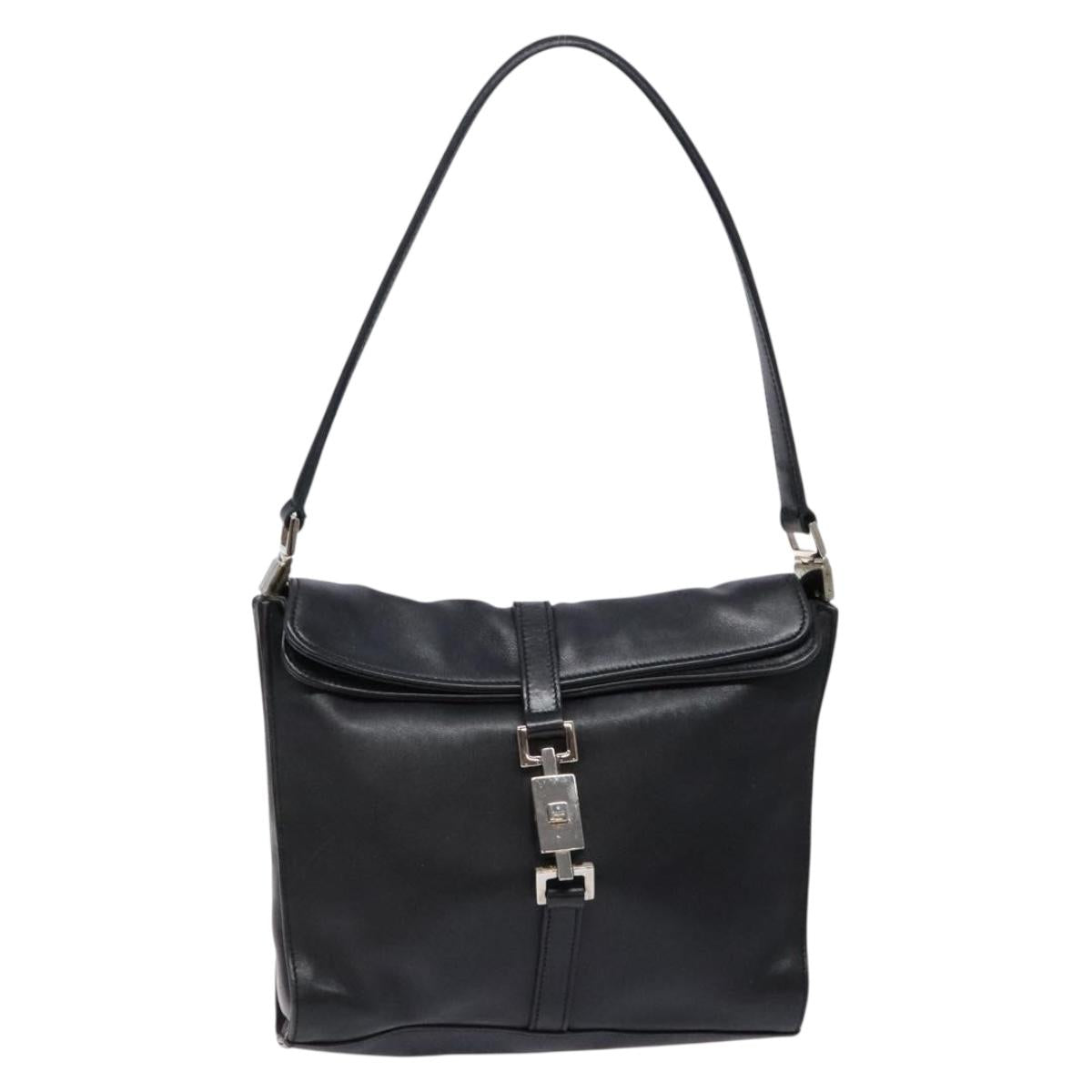 GUCCI Jackie Shoulder Bag Leather Black Silver 001 3734 Auth ep10249