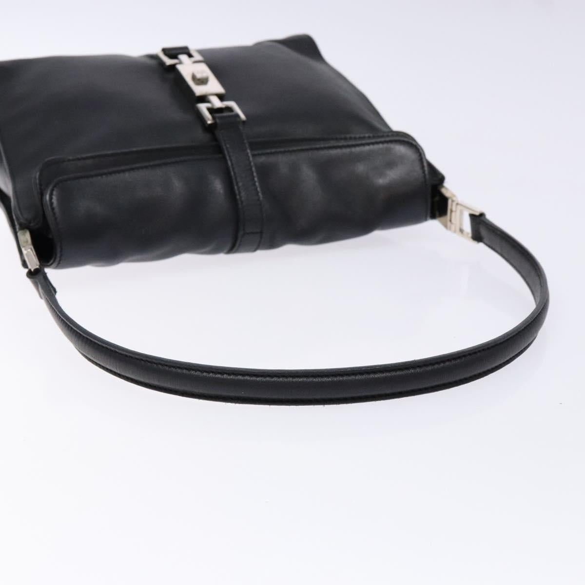 GUCCI Jackie Shoulder Bag Leather Black Silver 001 3734 Auth ep10249