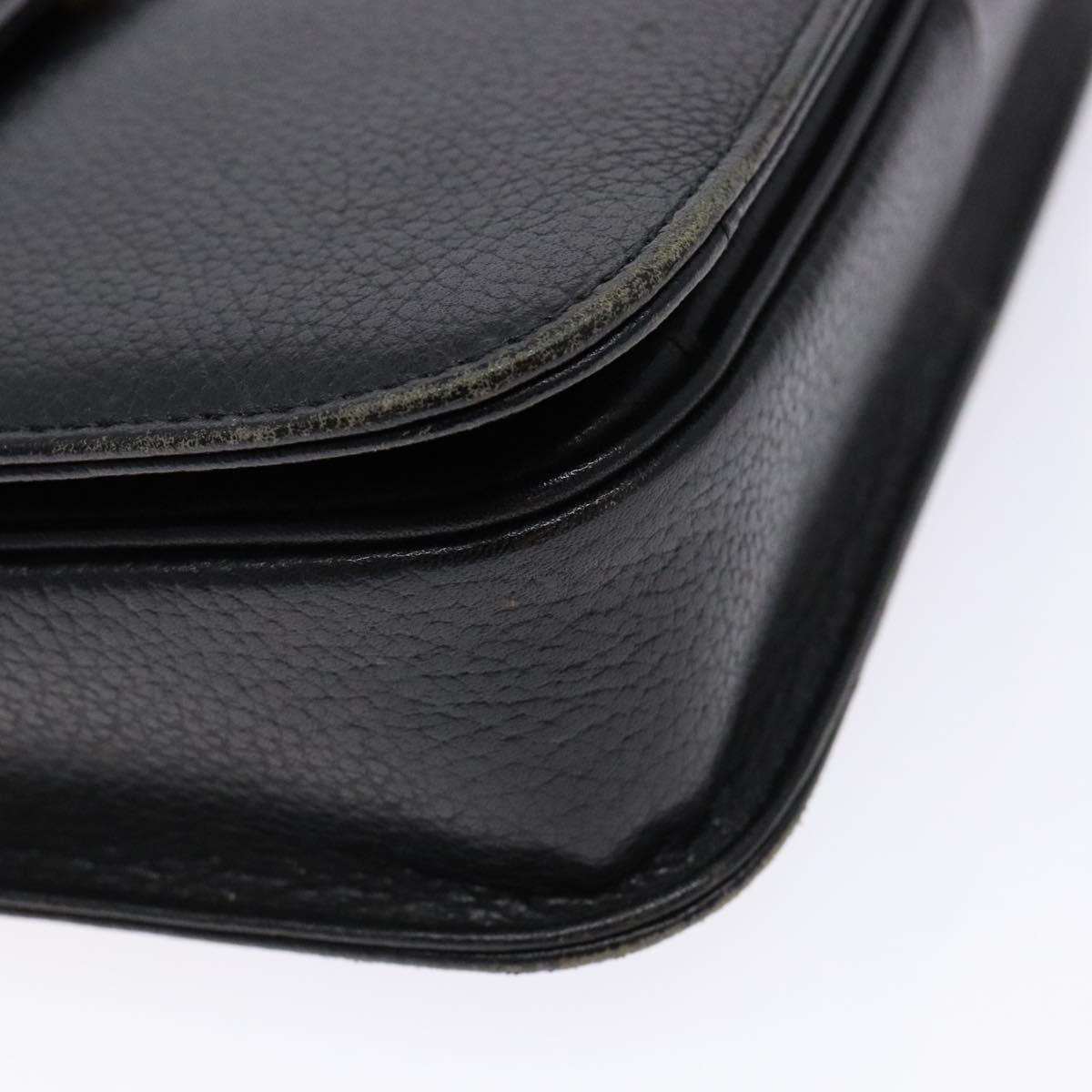 Burberrys Shoulder Bag Leather Black Gold Auth ep10251