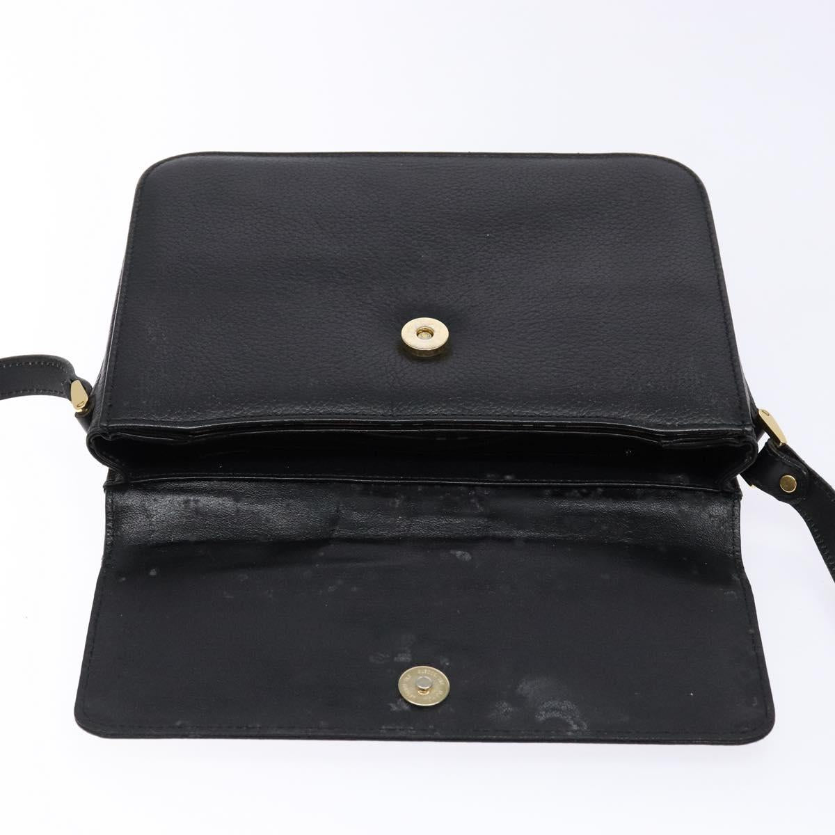 Burberrys Shoulder Bag Leather Black Gold Auth ep10251