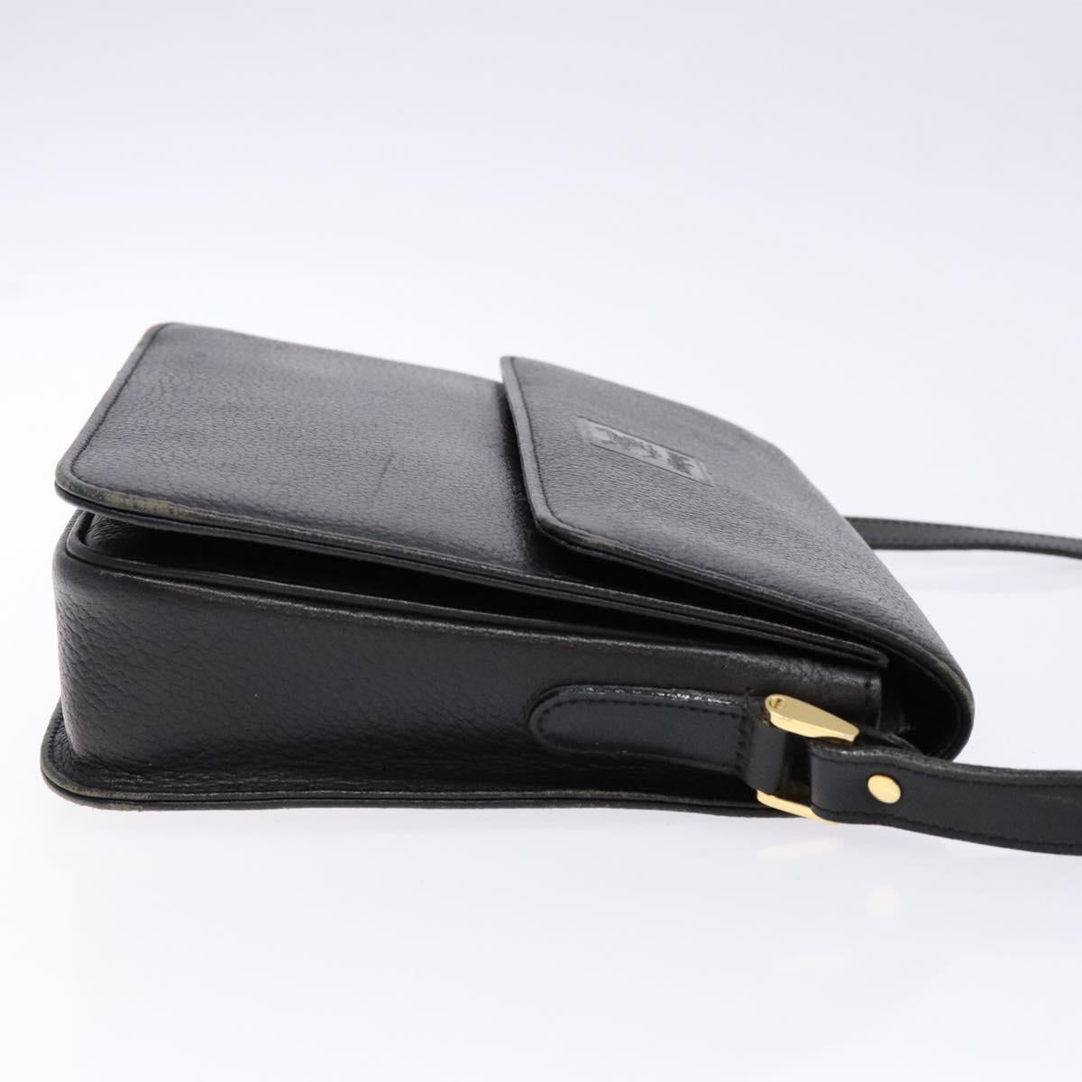 Burberrys Shoulder Bag Leather Black Gold Auth ep10251