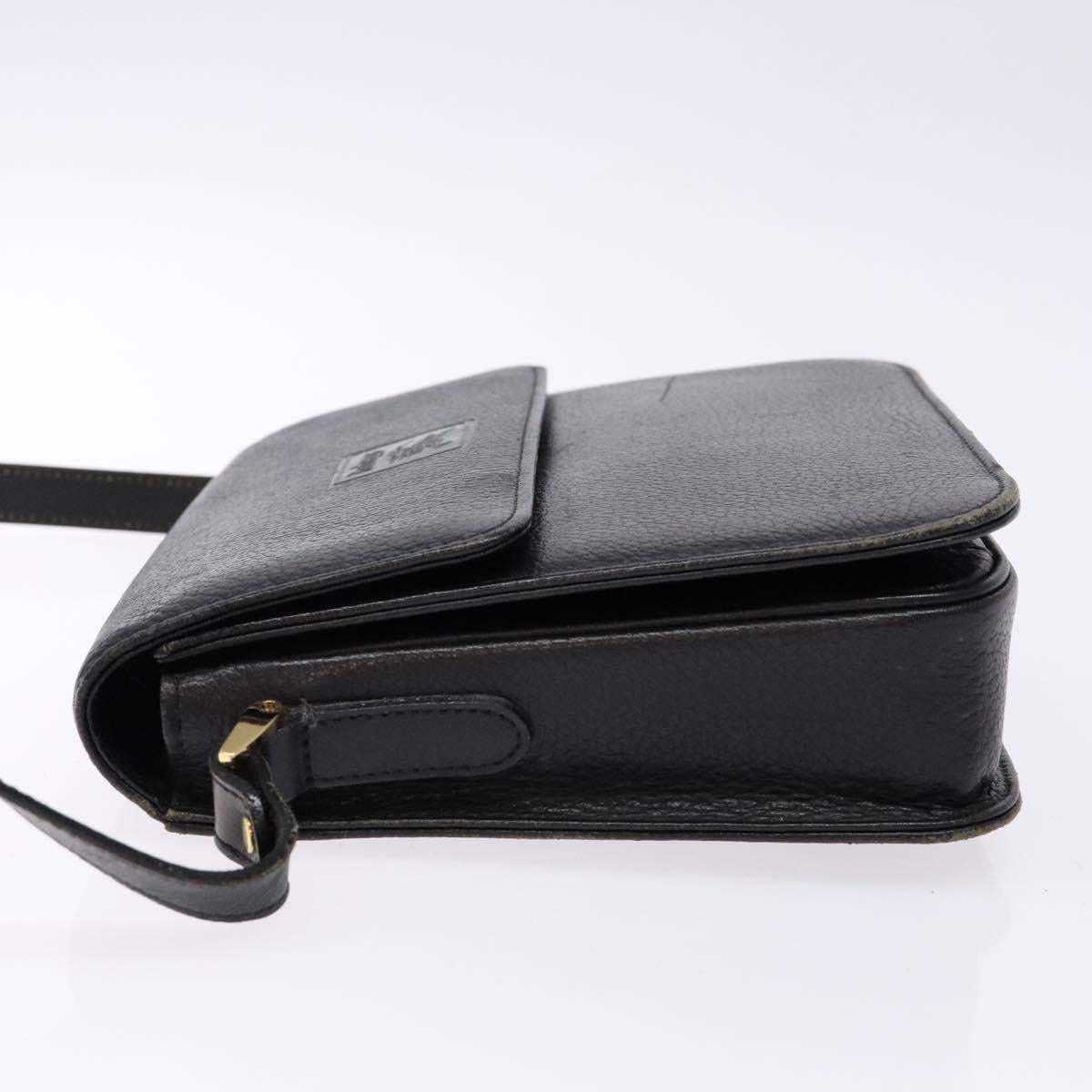Burberrys Shoulder Bag Leather Black Gold Auth ep10251