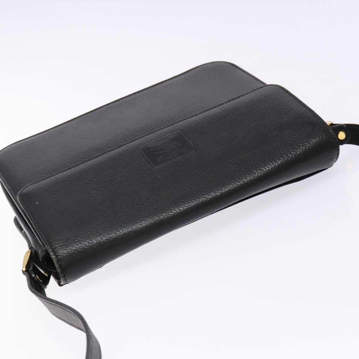 Burberrys Shoulder Bag Leather Black Gold Auth ep10251