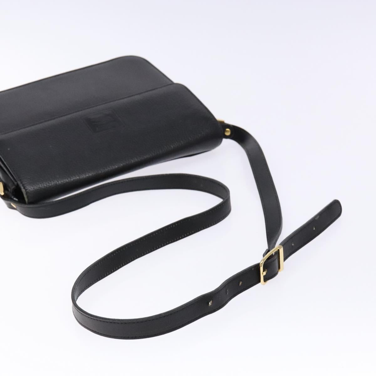 Burberrys Shoulder Bag Leather Black Gold Auth ep10251