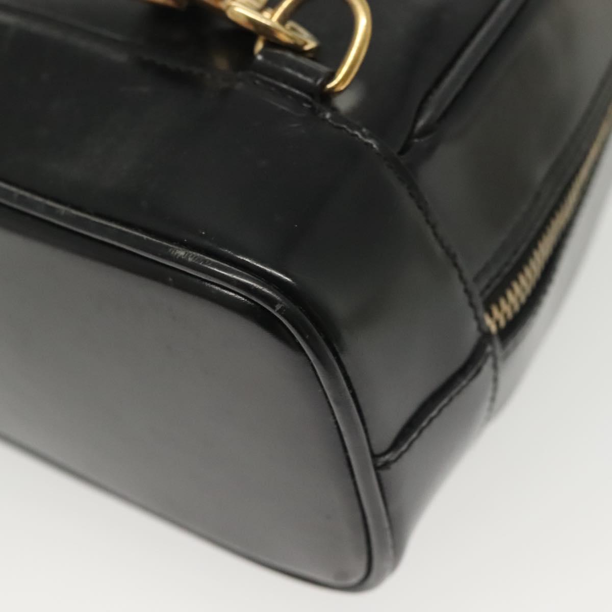 GUCCI Bamboo Body Bag Patent leather Black Silver 003 3444 0127 Auth ep10252