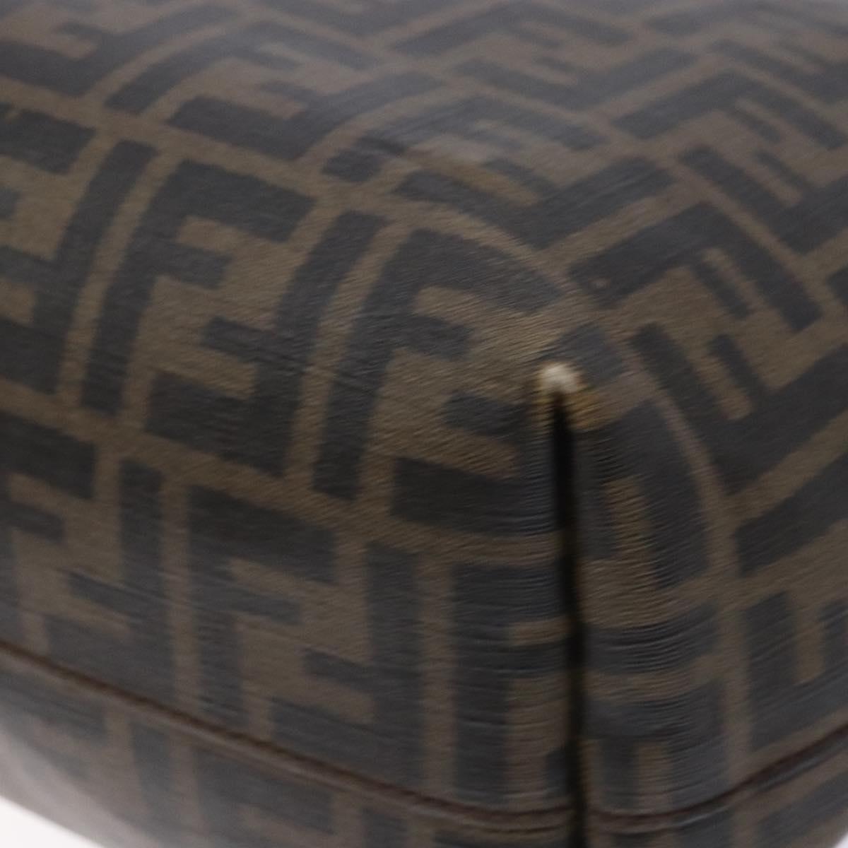 FENDI Zucca Canvas Tote Bag Black Brown Auth ep10256