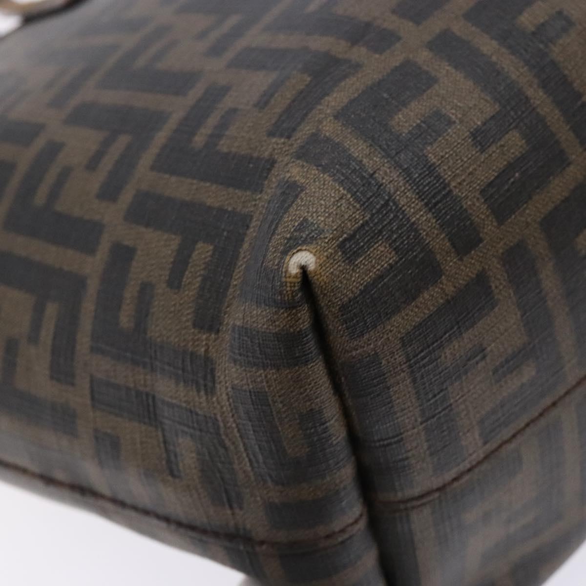FENDI Zucca Canvas Tote Bag Black Brown Auth ep10256