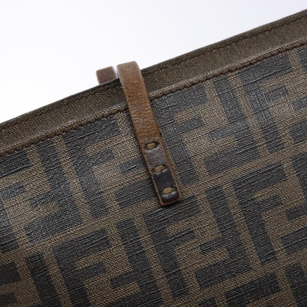 FENDI Zucca Canvas Tote Bag Black Brown Auth ep10256